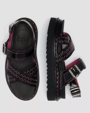 VOSS II DISTRESSED PATENT SANDALS