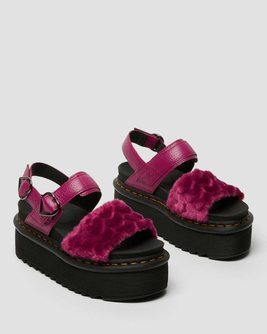 voss fluffy faux fur platform sandals